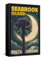 Seabrook Island, South Carolina - Palmetto Moon and Palm-Lantern Press-Framed Stretched Canvas