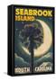 Seabrook Island, South Carolina - Palmetto Moon and Palm-Lantern Press-Framed Stretched Canvas