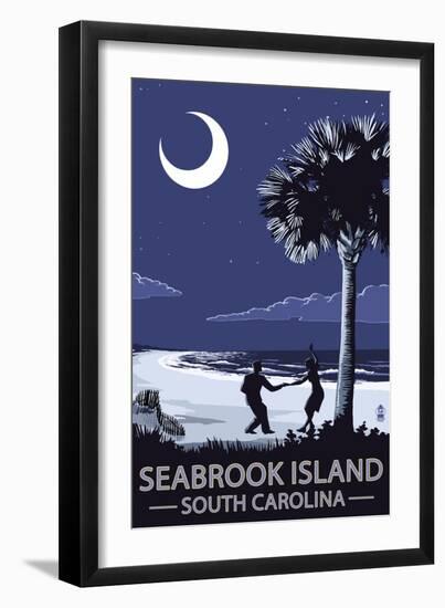 Seabrook Island, South Carolina - Palmetto Moon Beach Dancers-Lantern Press-Framed Art Print