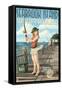 Seabrook Island, South Carolina - Pinup Girl Fishing-Lantern Press-Framed Stretched Canvas