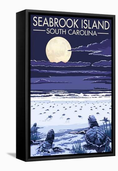Seabrook Island, South Carolina - Sea Turtles Hatching-Lantern Press-Framed Stretched Canvas
