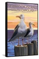 Seabrook Island, South Carolina - Seagulls-Lantern Press-Framed Stretched Canvas