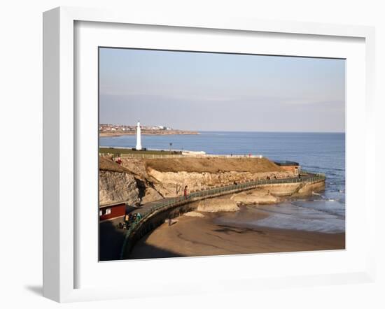 Seaburn Lighthouse and Beach Sunderland, Tyne and Wear, England, United Kingdom, Europe-Mark Sunderland-Framed Photographic Print