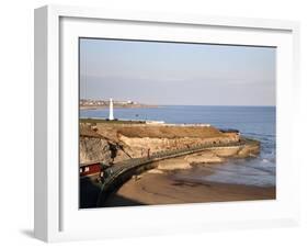 Seaburn Lighthouse and Beach Sunderland, Tyne and Wear, England, United Kingdom, Europe-Mark Sunderland-Framed Photographic Print