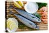 Seafood, Fish - Fresh Mackerel and Shrimps in Cuisine-Gorilla-Stretched Canvas