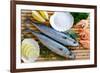 Seafood, Fish - Fresh Mackerel and Shrimps in Cuisine-Gorilla-Framed Photographic Print