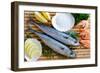 Seafood, Fish - Fresh Mackerel and Shrimps in Cuisine-Gorilla-Framed Photographic Print