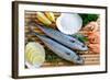 Seafood, Fish - Fresh Mackerel and Shrimps in Cuisine-Gorilla-Framed Photographic Print