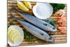 Seafood, Fish - Fresh Mackerel and Shrimps in Cuisine-Gorilla-Mounted Photographic Print
