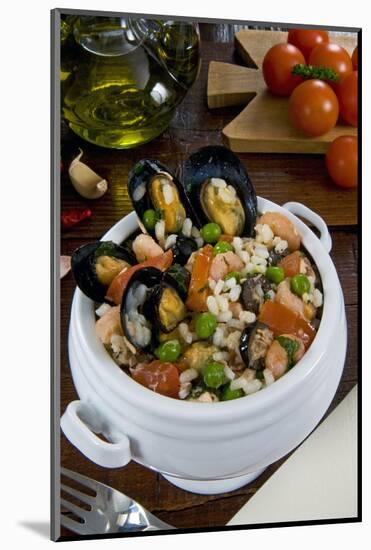 Seafood Rice with Mussels, Shrimps, Tomato, Olives, Peas, Italian Cuisine, Italy-Nico Tondini-Mounted Photographic Print