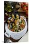 Seafood Rice with Mussels, Shrimps, Tomato, Olives, Peas, Italian Cuisine, Italy-Nico Tondini-Stretched Canvas