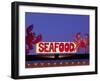 Seafood Sign at Night, Cape Breton, Nova Scotia, Canada-Walter Bibikow-Framed Photographic Print