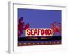 Seafood Sign at Night, Cape Breton, Nova Scotia, Canada-Walter Bibikow-Framed Photographic Print