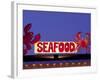 Seafood Sign at Night, Cape Breton, Nova Scotia, Canada-Walter Bibikow-Framed Photographic Print