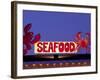 Seafood Sign at Night, Cape Breton, Nova Scotia, Canada-Walter Bibikow-Framed Photographic Print