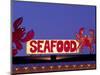 Seafood Sign at Night, Cape Breton, Nova Scotia, Canada-Walter Bibikow-Mounted Photographic Print