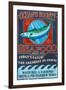 Seafood - Vintage Sign-Lantern Press-Framed Art Print