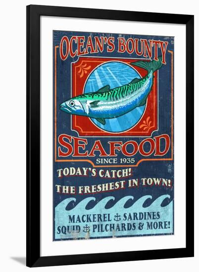 Seafood - Vintage Sign-Lantern Press-Framed Art Print