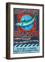 Seafood - Vintage Sign-Lantern Press-Framed Art Print