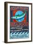 Seafood - Vintage Sign-Lantern Press-Framed Art Print