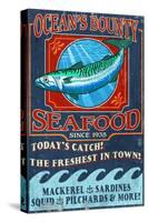 Seafood - Vintage Sign-Lantern Press-Stretched Canvas