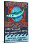 Seafood - Vintage Sign-Lantern Press-Stretched Canvas