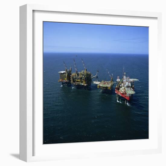 Seafox Drill Rig and Platform in the Sea at Morecambe Bay Gas Field, England, United Kingdom-Nick Wood-Framed Photographic Print