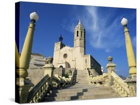 Seafront Church, Sitges, Costa Dorada (Costa Daurada), Catalonia, Spain-Ruth Tomlinson-Stretched Canvas