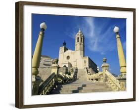 Seafront Church, Sitges, Costa Dorada (Costa Daurada), Catalonia, Spain-Ruth Tomlinson-Framed Photographic Print