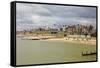 Seafront of Attractive Town with Lighthouse, Beach Huts, Southwold, Suffolk, England, UK-Rob Francis-Framed Stretched Canvas