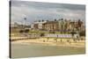 Seafront of Attractive Town with Lighthouse, Beach Huts, Southwold, Suffolk, England, UK-Rob Francis-Stretched Canvas