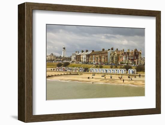 Seafront of Attractive Town with Lighthouse, Beach Huts, Southwold, Suffolk, England, UK-Rob Francis-Framed Photographic Print