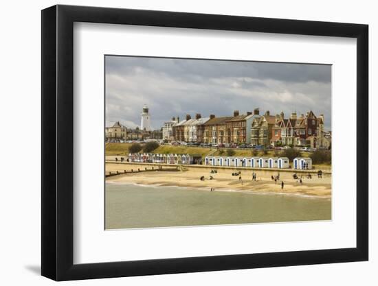 Seafront of Attractive Town with Lighthouse, Beach Huts, Southwold, Suffolk, England, UK-Rob Francis-Framed Photographic Print