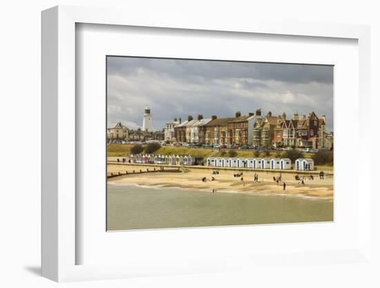 Seafront of Attractive Town with Lighthouse, Beach Huts, Southwold, Suffolk, England, UK-Rob Francis-Framed Photographic Print