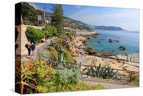 Seafront Promenade in Bordighera, Province of Imperia, Liguria, Italy-null-Stretched Canvas