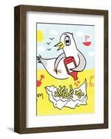 Seagull and Chips - Tommy Human Cartoon Print-Tommy Human-Framed Art Print