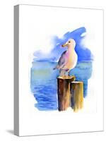 Seagull on Dock, 2014-John Keeling-Stretched Canvas