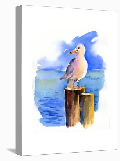 Seagull on Dock, 2014-John Keeling-Stretched Canvas