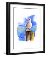 Seagull on Dock, 2014-John Keeling-Framed Giclee Print