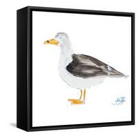 Seagull on White-Julie DeRice-Framed Stretched Canvas
