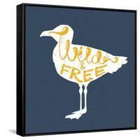 Seagull Silhouette and Lettering-TashaNatasha-Framed Stretched Canvas