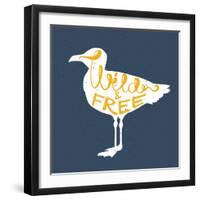 Seagull Silhouette and Lettering-TashaNatasha-Framed Art Print