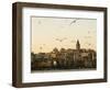 Seagulls Flock Above the Golden Horn, Istanbul, with the Galata Tower in the Background-Julian Love-Framed Photographic Print