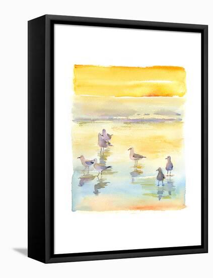 Seagulls on Beach, 2014-John Keeling-Framed Stretched Canvas