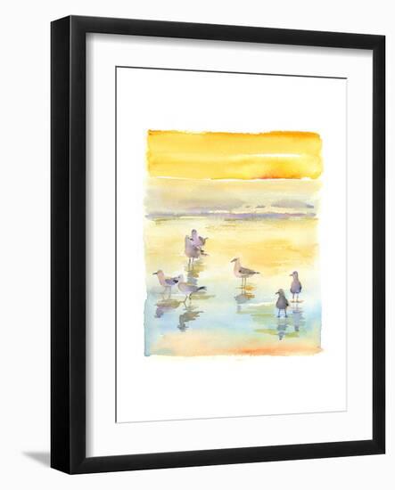 Seagulls on Beach, 2014-John Keeling-Framed Giclee Print