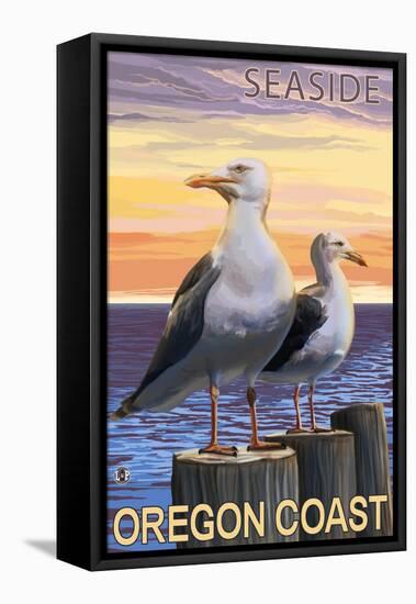 Seagulls - Seaside, Oregon, c.2009-Lantern Press-Framed Stretched Canvas