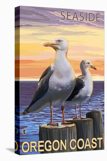 Seagulls - Seaside, Oregon, c.2009-Lantern Press-Stretched Canvas