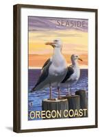 Seagulls - Seaside, Oregon, c.2009-Lantern Press-Framed Art Print