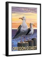 Seagulls - Seaside, Oregon, c.2009-Lantern Press-Framed Art Print