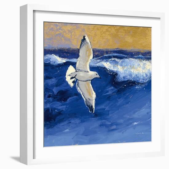 Seagulls with Gold Sky II-Shirley Novak-Framed Art Print